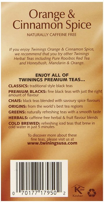 Twinings Orange & Cinnamon Spice Tea - 20 ct (1.41 oz) N3