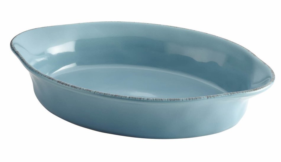 Rachael Ray Cucina Stoneware 2-Quart Oval Baker, Cranberry Red N3