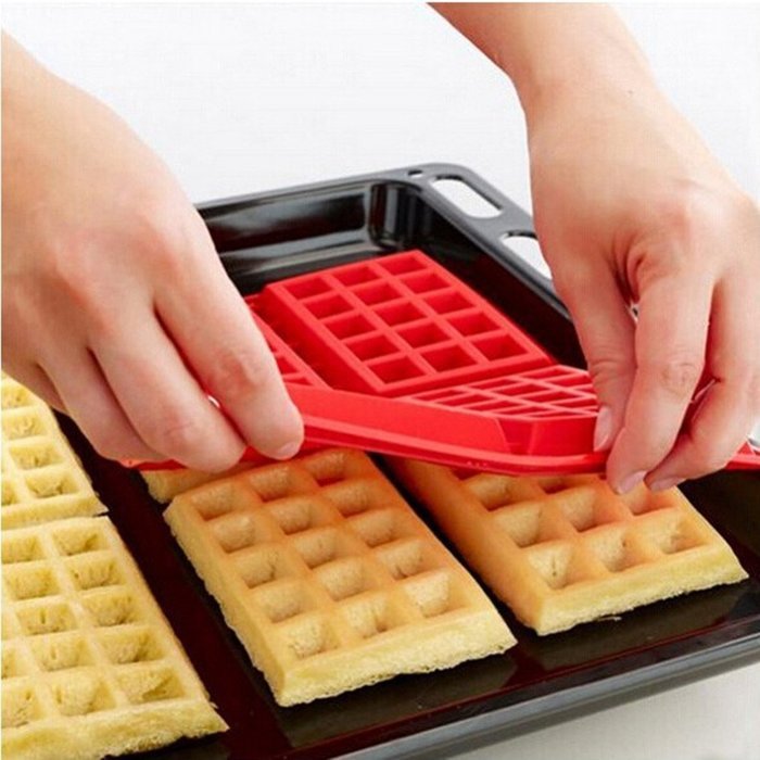 Square Waffle Mold Oven For Food-grade Silicone Mold DIY Muffin/Checkered Nestle Mold . (round) N5