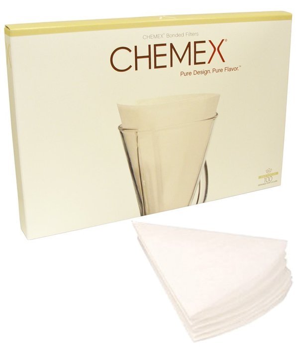 Chemex Bonded 13 Inch Unfolded Half Circle Coffee Filters, 100 Count N2