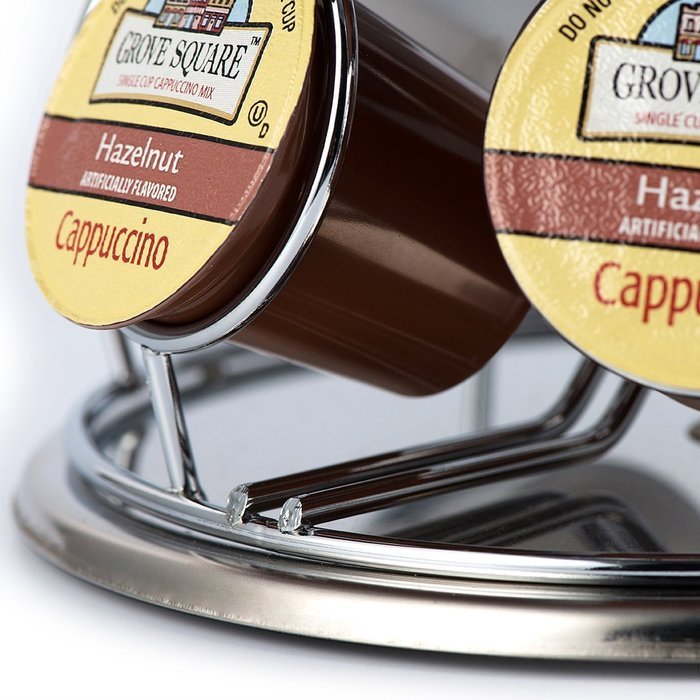 K Cup Holder,Oak Leaf Coffee Storage Spinning Carousel Organizer for Keurig K-Cups - 35 Pod, Electroplated N2