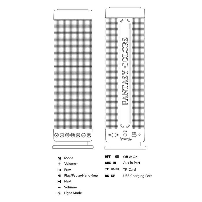 Portable Hi-Fi Wireless Bluetooth 4.0 DSP Speaker with Dazzle LED Light ...