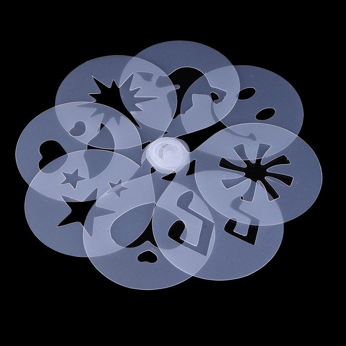 Christmas Designs PP Plastic Coffee Flowers Die Fancy Coffee Printing Template Model Milk Foam Spray Tool 8PCS... N4