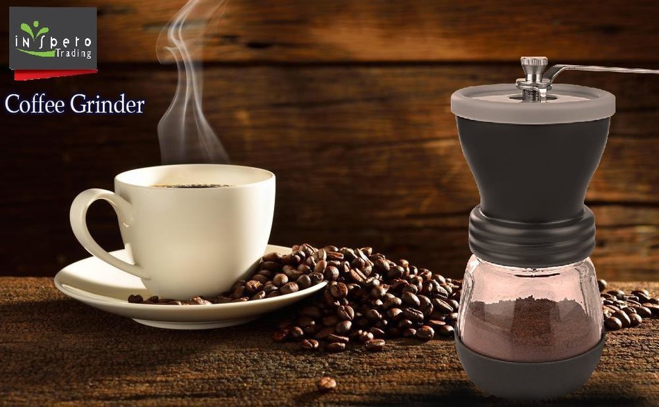Manual Coffee Grinder, Top Quality, Stainless Steel, Fortified Glass, Ceramic Core, Adjustable Grinder, Make Fresh... N2