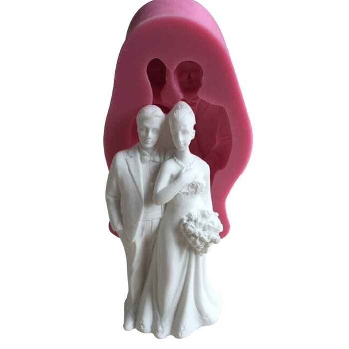 LYNCH Bride Bridegroom Shaped Wedding Cake Top 3D Silicone Fondant Cake Mold,Pink