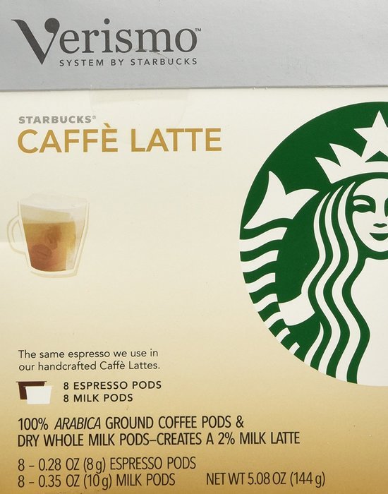 Starbucks Verismo Caffe Latte Pods, 16 Pods