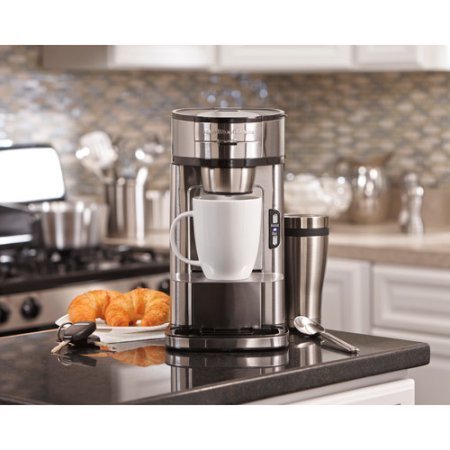 Hamilton Beach Stainless Steel The Scoop Single-Serve Coffeemaker, Automatically Shuts Off After Brewing N3