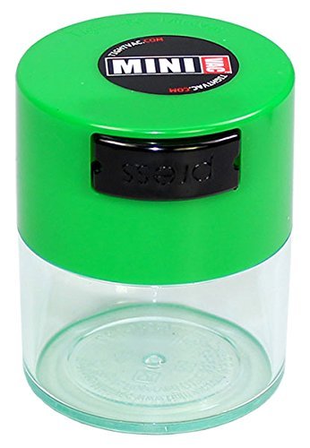 Minivac TV1-CLG - 10g to 30 gram Vacuum Sealed Container Green Cap & Clear Body