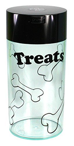 Pawvac 24 Ounce Vacuum Sealed Pet Food Storage Container; Black Cap & Clear Body/Black Treats