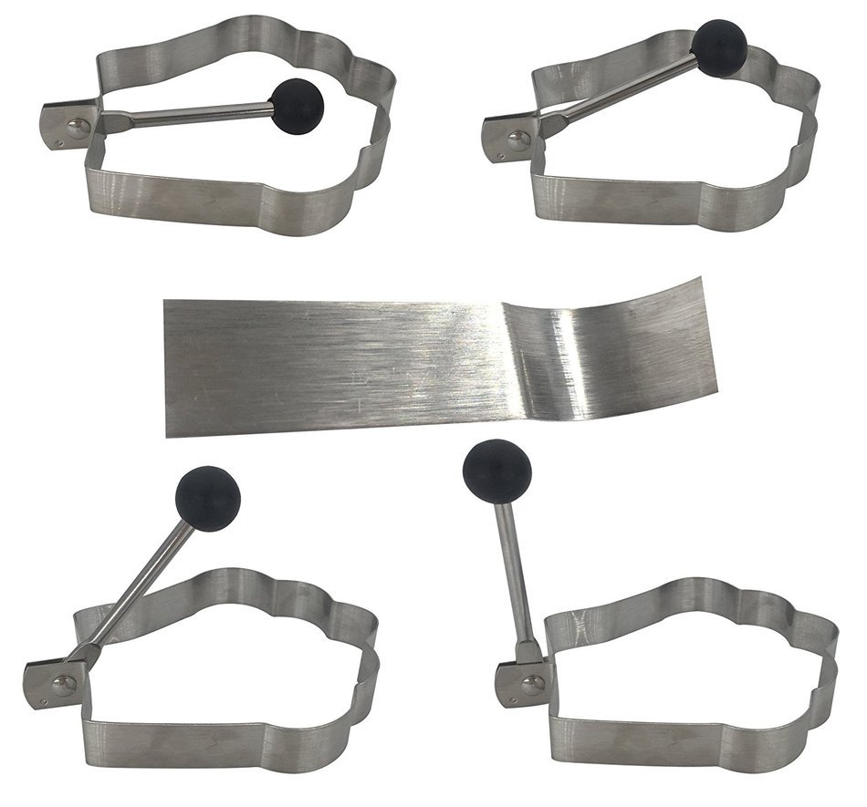 YeMarket 8PCS Stainless Steel Different Shapes Fried Egg Molds Pancake Mold Kitchen Tool N6