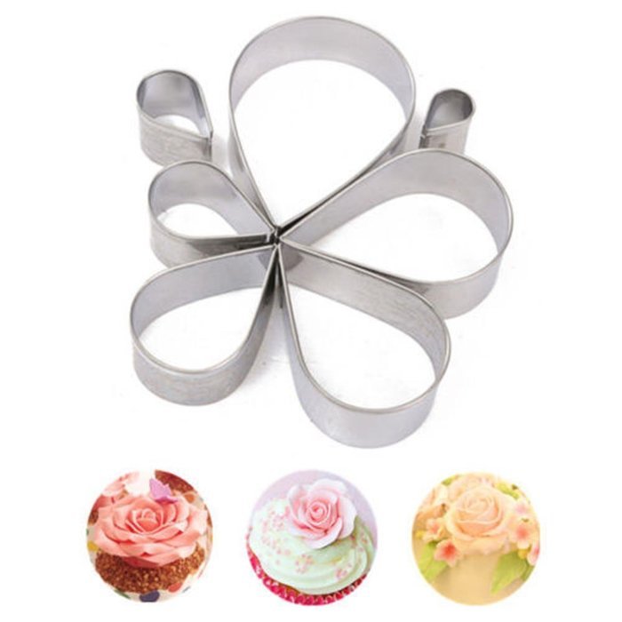 Cake & Cookie Cutters 7PCS Water Droplet Rose Petal Cookie Cake Cutter Biscuit Pastry Fondant Mould N2