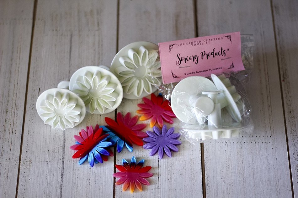Sorcery Products &trade; Fondant Tool Set 3 Large BLOSSOM plunger Fondant Set