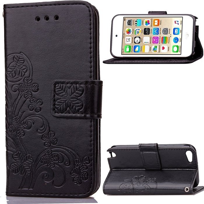 iPod touch 6 Case,iPod touch 5 Case,PHEZEN Beauty Luxury Bling Rhinestone Diamond Embossed Flower Butterfly PU... N36