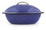 Polmedia Polish Pottery 16-inch Stoneware Baker with Cover H4032F Hand Painted from Ceramika Artystyczna in Boleslawiec... N4