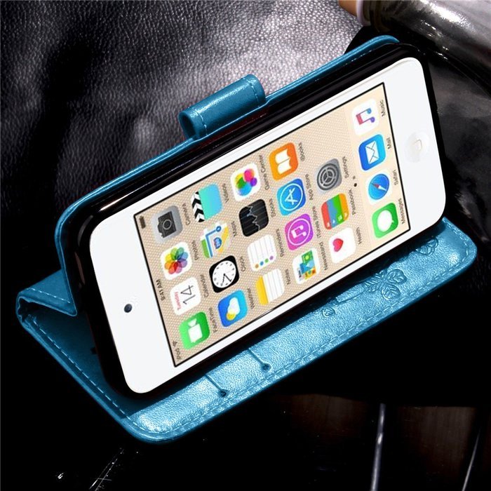 iPod touch 6 Case,iPod touch 5 Case,PHEZEN Beauty Luxury Bling Rhinestone Diamond Embossed Flower Butterfly PU... N42