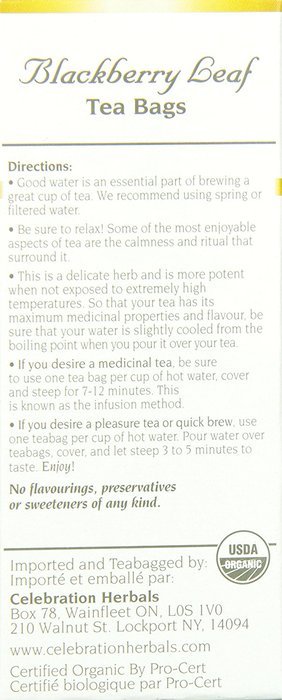 Blackberry Leaf Organic - 24 bag,(Celebration Herbals)