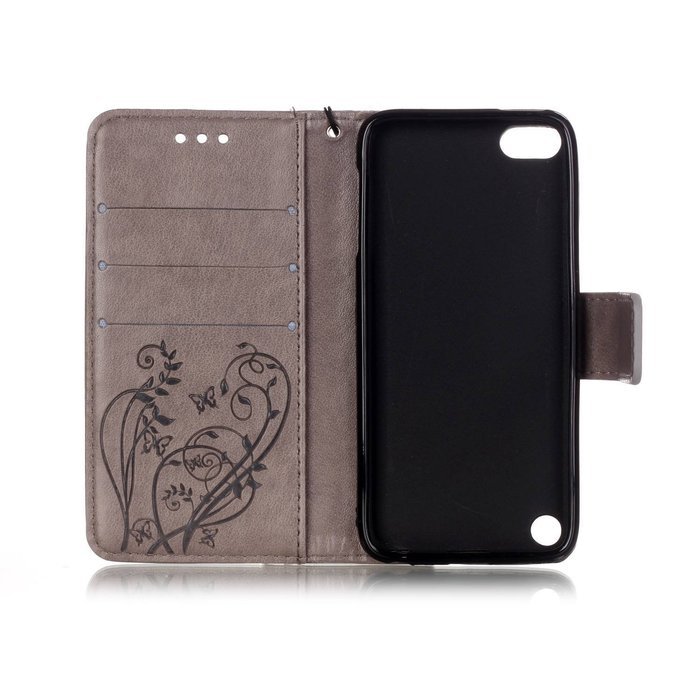 iPod touch 6 Case,iPod touch 5 Case,PHEZEN Beauty Luxury Bling Rhinestone Diamond Embossed Flower Butterfly PU... N44