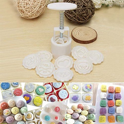 8 Styles Mooncake Mold Round Flower DIY Tool Decorate Pastry N2