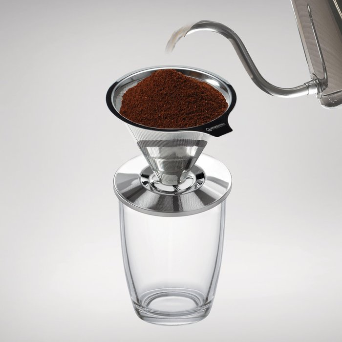 Stainless Steel Pour Over Coffee Dripper By Housewares Solutions + Bonus Coffee Scoop With Built In Bag Clip