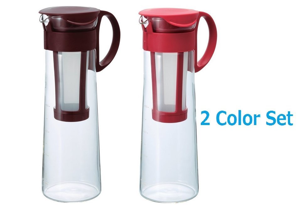 [2 Color Set] New Hario Hario 1000ml Mizudashi Cold Brew Coffee tea Server Red & Brown set
