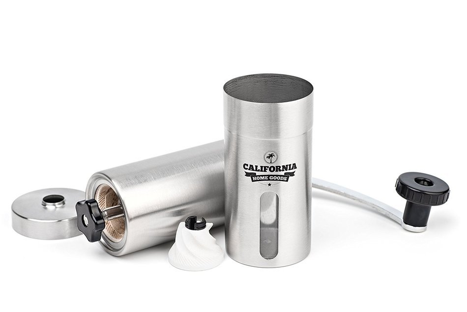 Premium Ceramic Burr Coffee Grinder - Portable Stainless Steel Coffee Mill by California Home Goods - Aeropress...