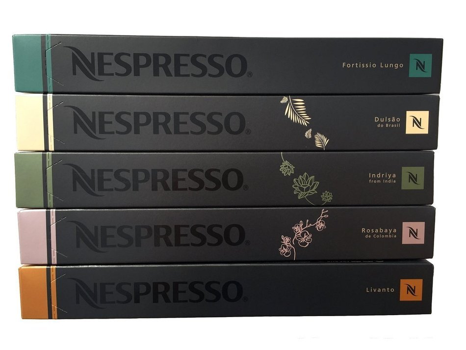 50 Nespresso Capsules - Luxury MIXED (New Linizio Lungo, Rosabaya, Dulsao, Indriya, Fortissio Lungo)