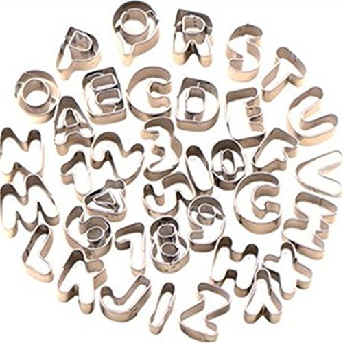 Tinksky 37pcs Alphabet Number Letter Fondant Cake Frill Edge Cutter Mold Mould Set N3