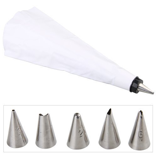 Gacube Cake Pastry Decorating Icing Piping Bag + 5 Nozzles new N2