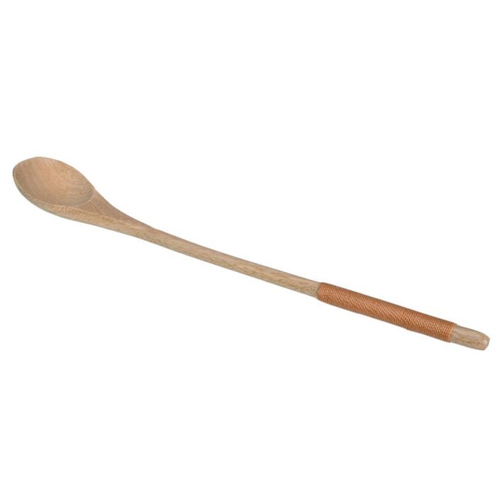 Miraclekoo Wooden Coffee Tea Spoon with Kusunoki Lines Long Handle Mixing Spoon,8 - Inch, 4 Psc N3