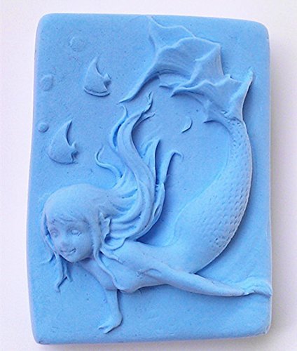 New Arrival! Design 302 The Mermaid Square Shape Silicone 3D Fondant Mold, Soap Mold,Cake Decoration Tool