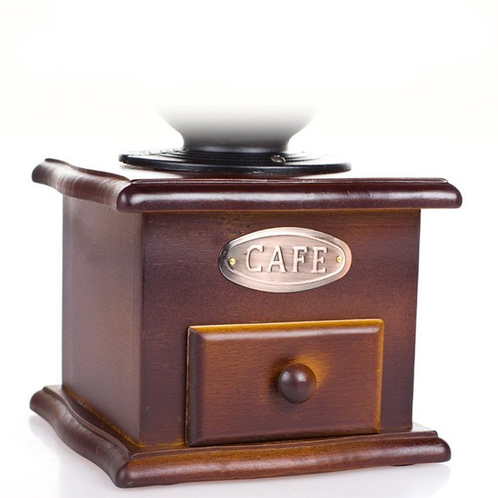 XHHOME Vintage Style(1880s) Manual Coffee Grinder Hand-crank Roller Drive, Ceramic Burr Core, Beech Wood Case,... N6