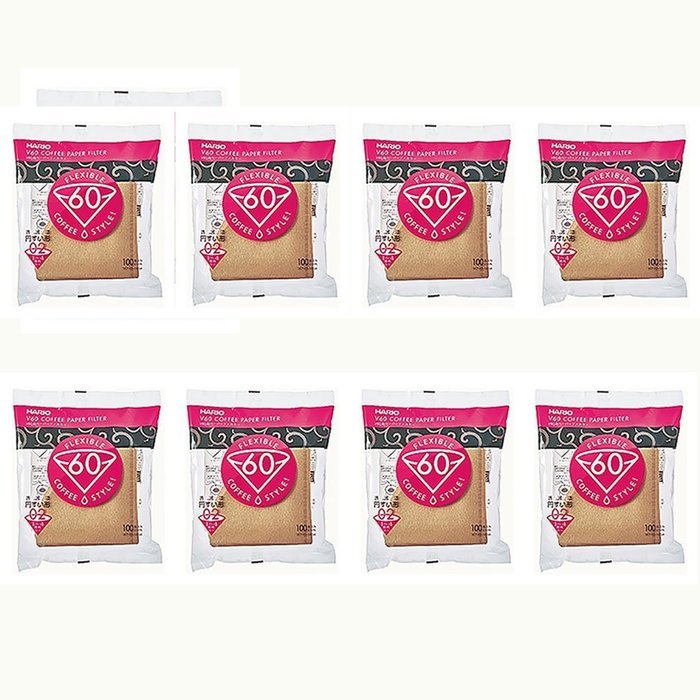 8 X Hario 02 100-Count Coffee Natural Paper Filters, 8-Pack Value Set (Total of 800 Sheets)