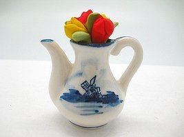 Ceramic Miniature Teapot with Tulips