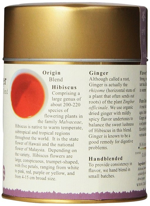 The Tao of Tea, Hibiscus Ginger Tea, Loose Leaf, 3.0 Ounce Tin N3