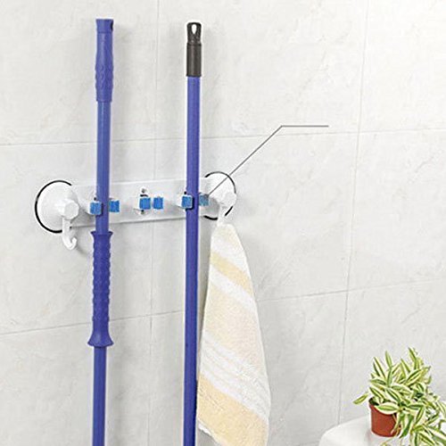 Asdomo Wall Mounted Mop Broom Holder Mop Rack Storage Solutions For