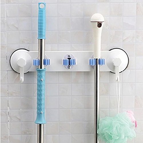 Asdomo Wall Mounted Mop Broom Holder Mop Rack Storage Solutions For