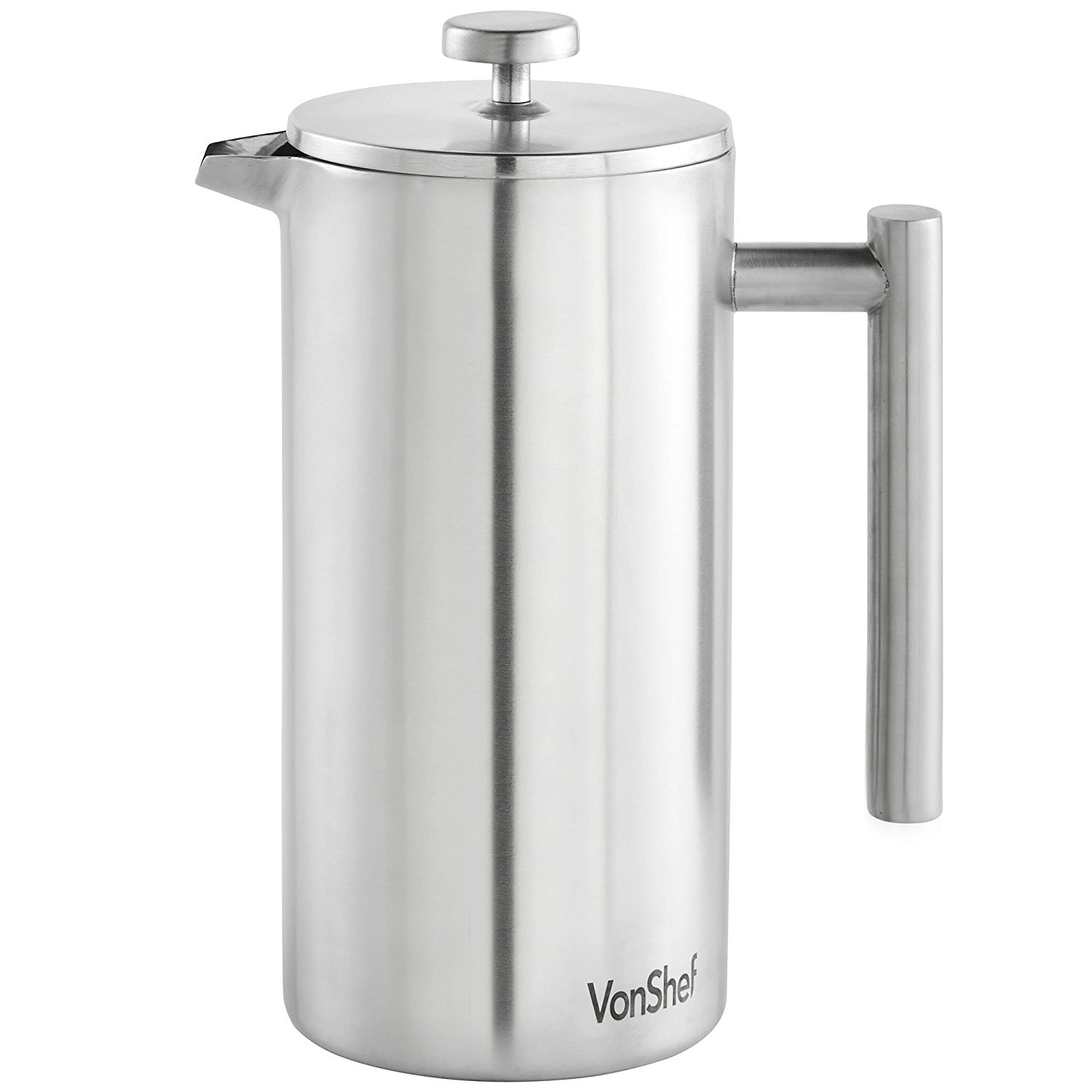 VonShef Double-Wall Keep Warm Satin Brushed Stainless Steel French ...