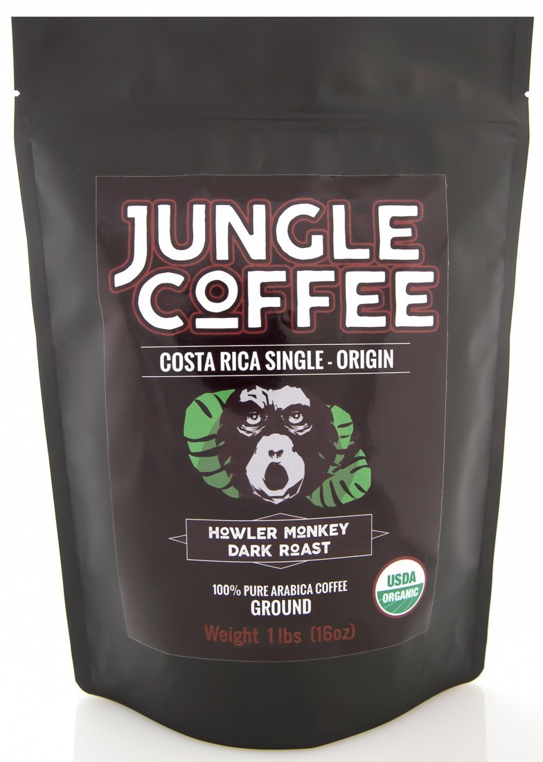 Jungle Coffee Ground Costa Rican Organic Dark Roast Ground (1 lb