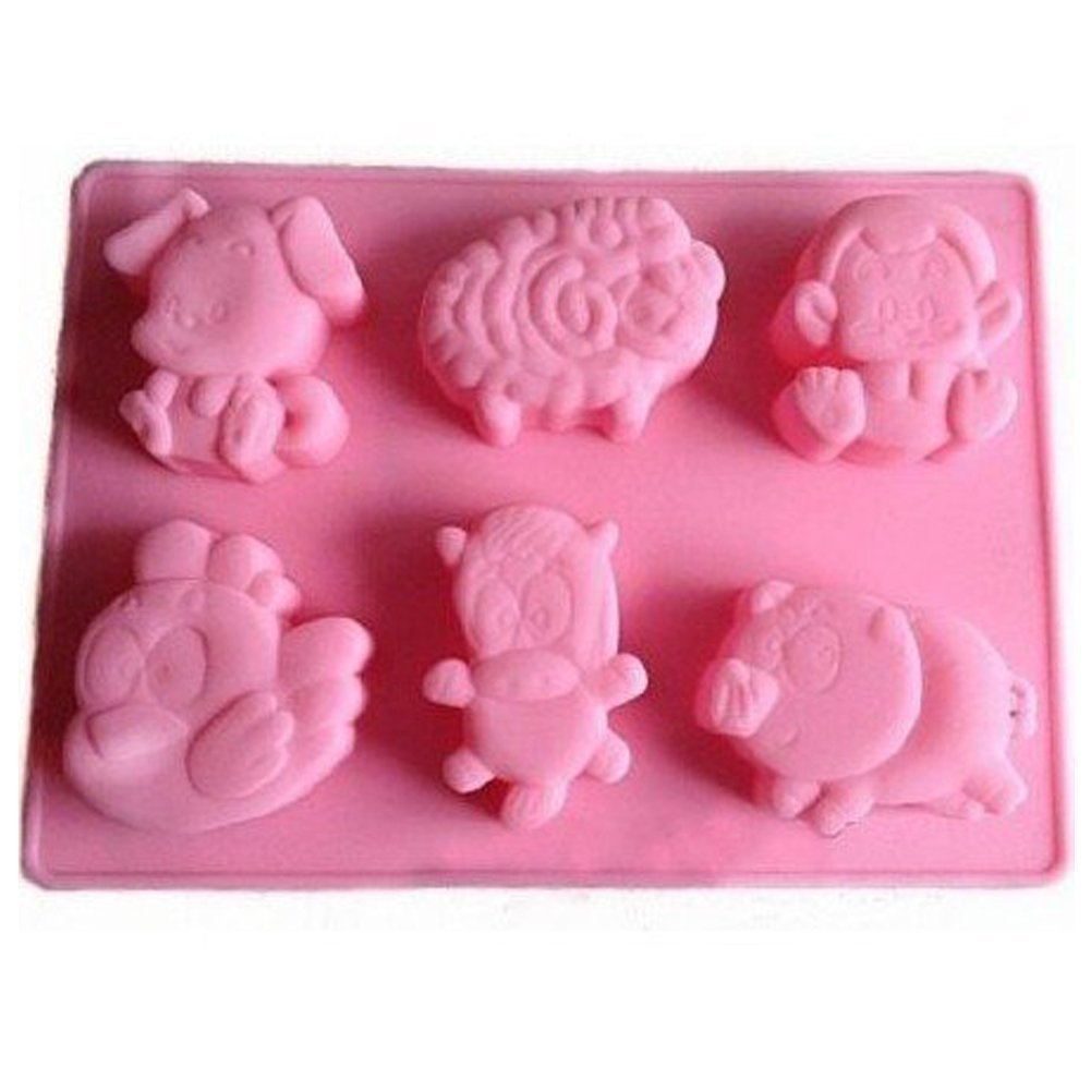 Wocuz 6 Kinds Of Farm Animals Silicone Mold, Chocolate Mold, Jelly Mold ...