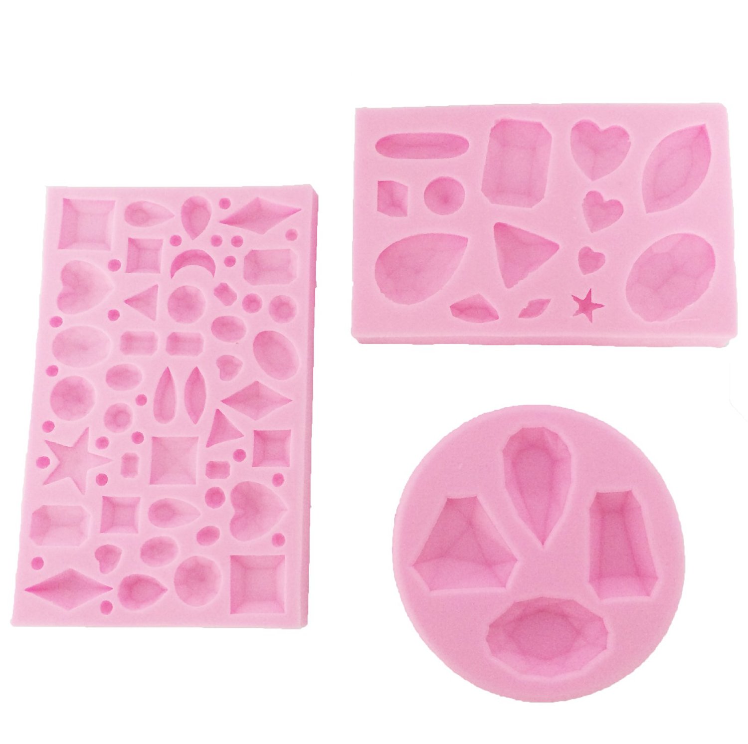 Funshowcase Diamonds Gems 3-pieces Set Assorted Shapes Silicone Mold ...