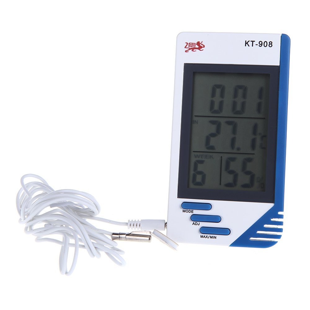 KT-908 Digital Temperature Humidity Tester Thermometer Clock Hygrometer ...
