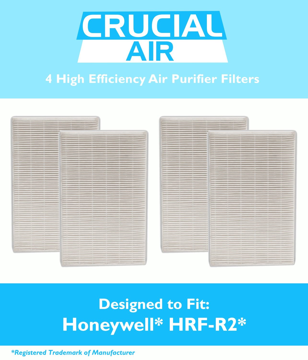 4PK Honeywell HRFR2 Air Purifier Filters Fit HPA090, HPA100, HPA200
