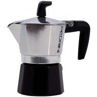 Pedrini: Sei Moka 6 Cups Espresso Coffee Pot, Polished Aluminium/Black Italian