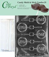 Cybrtrayd 45St25-L027 I&#039;m 5 Lolly Chocolate Candy Mold with 25 Cybrtrayd 4.5&quot; Lollipop Sticks