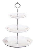 Jusalpha&reg; 3-tier Porcelain Cake Stand-Pastry Platter-Cupcake Stand-Tea Party Serving Platter (CB3R-White) (Gold) N3