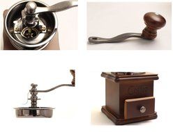 Vintage Mini Manual Coffeemaker Mill Wood Stand Metal Bowl Antique Hand Coffee Bean Grinder, Small,with Coffee... N3