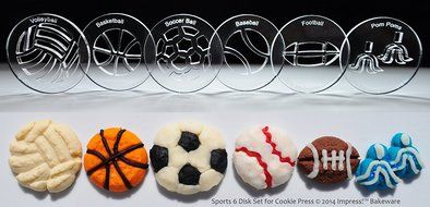 Sports 6 Disk Set for Cookie Presses (SIZE M disks for presses that came with METAL disks)