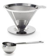 Pour Over Coffee Dripper Paperless Stainless Steel Reusable Coffee Filter Single Cup Coffee Maker and Measuring... N2