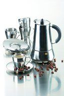 IMUSA B120-22069SET Stainless Steel Espresso Set with Stovetop Coffeemaker, Cups and Saucers, Silver, 9-Piece N2