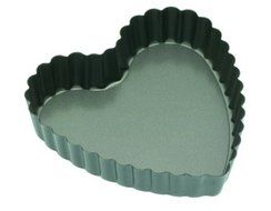 Kitchen Craft Non-Stick Mini Fluted Heart-Shaped Bake Pans - With Loose Bases - Dishwasher Safe - 16cm (Set of 2)